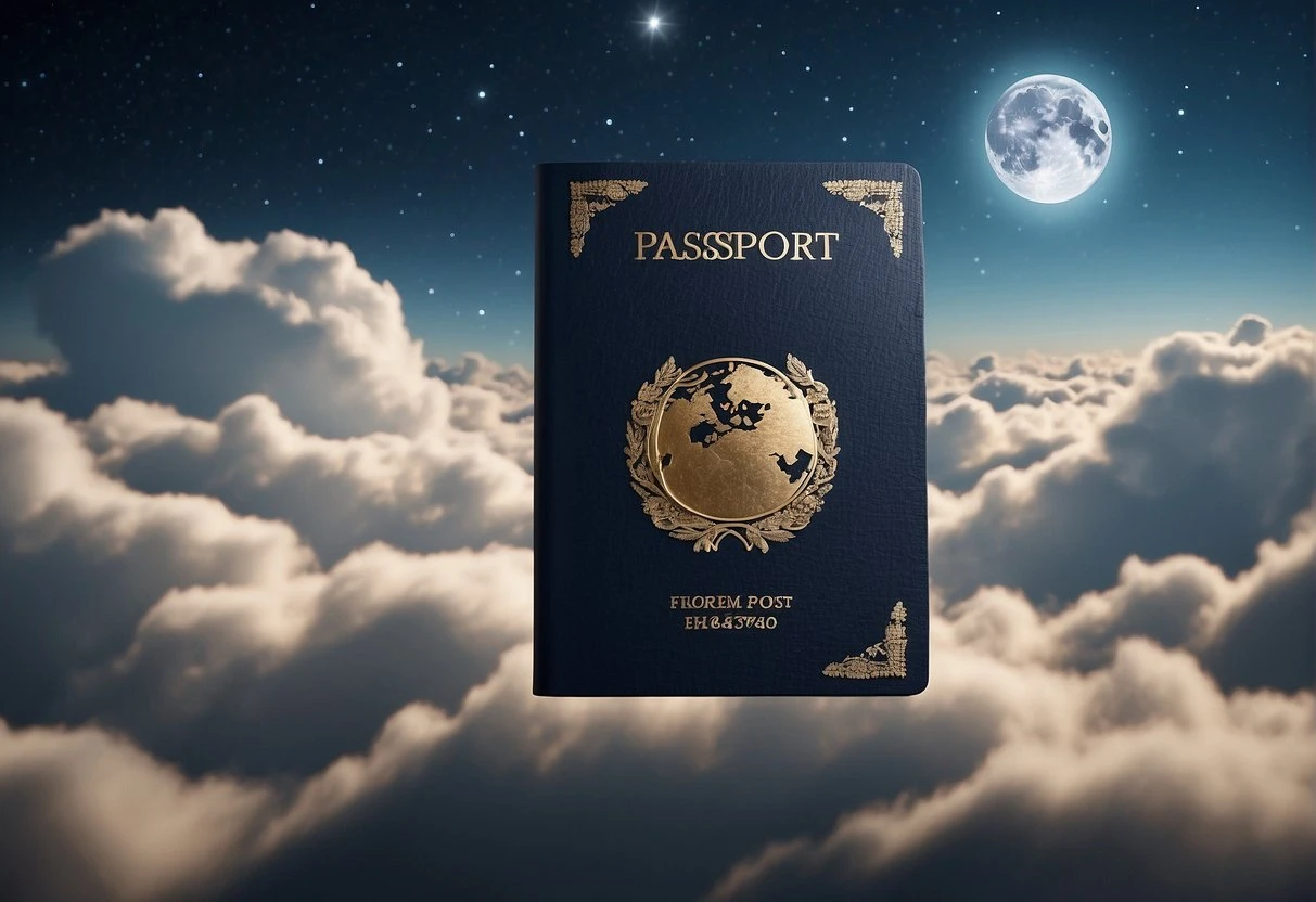 A dreamlike passport with the moon in the background.