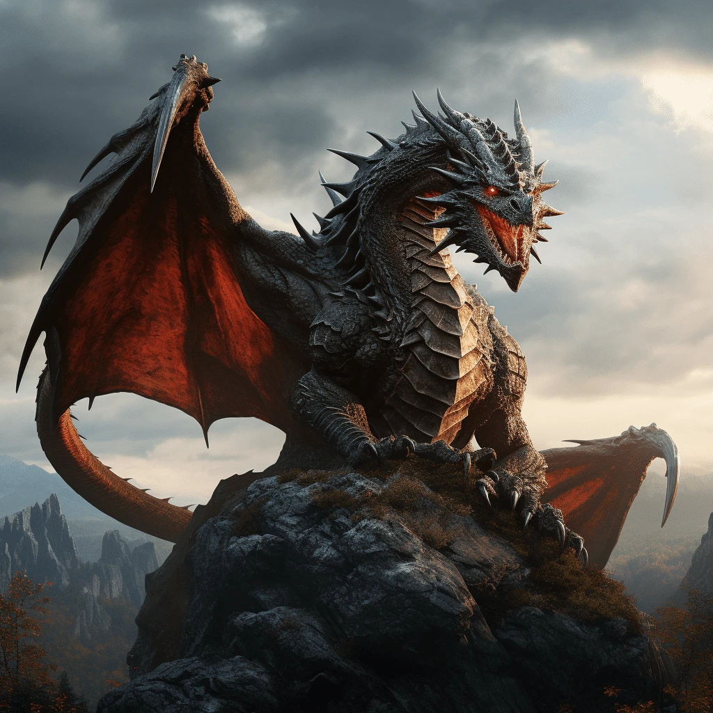 dragon perched on a rock