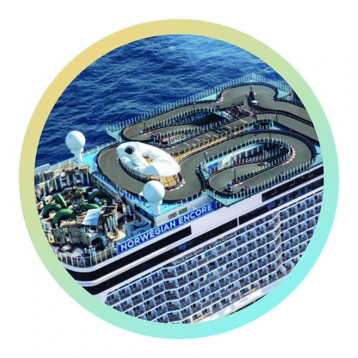 Step aboard NCL Encore featuring a cool go-kart track